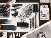 Набор сухих графических материалов "Ладога" соус черный, 3 мелка