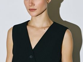 Жилет с ассиметричной застёжкой на пуговицы, Черный