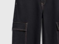 Джинсы с карго-карманами для девочек, Черный