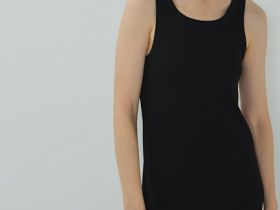 Трикотажное платье-майка в рубчик, Черный