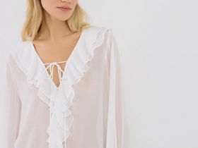 Блузка с рюшами, Белый