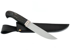 Нож Лидер 1, сталь D2, рукоять темная карельская береза синяя