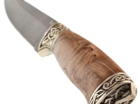 Нож Сумрак, сталь булат,  художественное литье, рукоять карельская береза