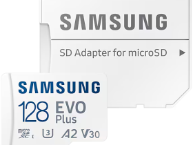 Карта памяти Samsung MicroSDXC 128Гб EVO Plus CL10 с адаптером белый