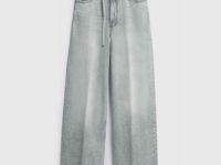 Широкие джинсы с поясом, Серый