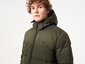 Мужской стёганый пуховик Lacoste с капюшоном