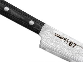Нож кухонный "Samura 67" универсальный 150 мм, дамаск 67 слоев, микарта