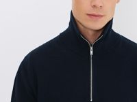 Текстурный джемпер на молнии, Синий