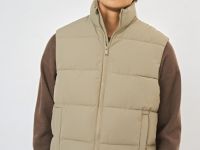 Стёганый утеплённый жилет с воротником-стойкой, Бежевый