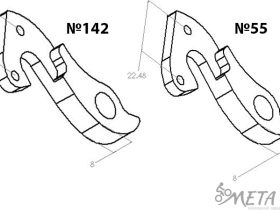 Держатель заднего переключателя "петух" Meta №55 фрезерованный (серебристый)