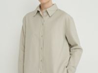 Свободная рубашка изо льна с хлопком, Бежевый