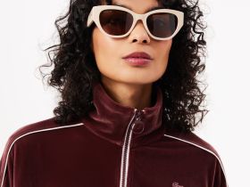 Женская велюровая толстовка Lacoste оверсайз на молнии