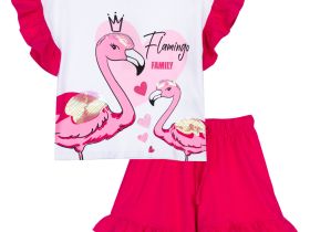 Комплект трикотажный для девочек: фуфайка (футболка), шорты