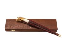 Подарочный нож Олень. Коллекция «Скифы», дамасская сталь с никелем, рукоять моржовый клык, гранат