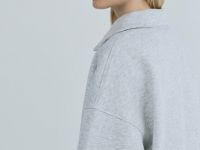 Толстовка с принтом и воротником на молнии, Серый