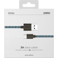 Кабель Pero PRDC-04 USB / USB-C 2 м Чёрный / Синий