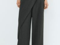 Широкие брюки с асимметричной деталью, Серый