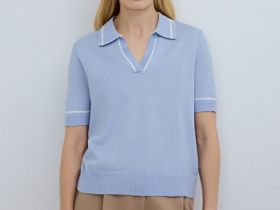 Джемпер-поло с коротким рукавом, Голубой