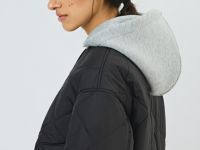 Стёганая куртка с капюшоном, Черный