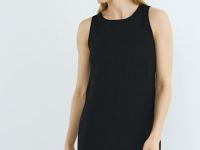 Платье А-силуэта из смесового льна, Черный