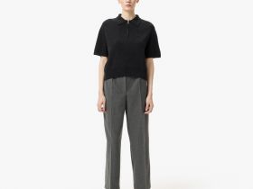 Женская кофта Lacoste с коротким рукавом и воротом на молнии классического кроя