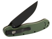 Складной нож полусеррейторный Ontario RAT 1, сталь AUS-8, рукоять термопластик GRN, зеленый/черный