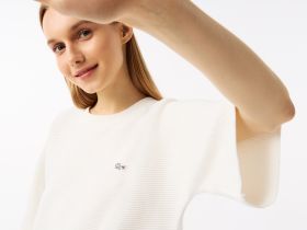 Женский вязаная футболка Lacoste оверсайз с коротким рукавом