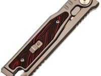 Фронтальный складной нож Reate EXO-M, сталь Elmax, рукоять чёрно-красный G10