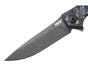 Складной нож Zero Tolerance 0450MMC, сталь Vegas Forge Damascus, рукоять титан/карбон, черно-синий