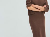 Вязаная юбка миди, Коричневый