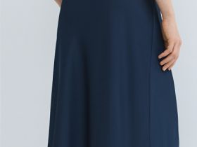 Атласная юбка миди А-силуэта, Синий