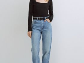 Лонгслив с квадратным вырезом, Черный