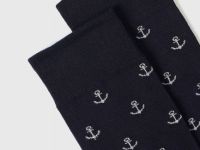 Высокие носки с жаккардовым рисунком, Синий