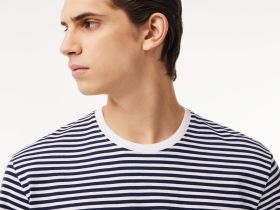 Мужская полосатая Футболка Lacoste из плотного хлопка
