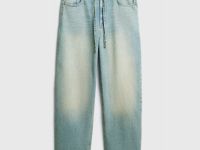 Джинсы Barrel с тонким поясом, Голубой