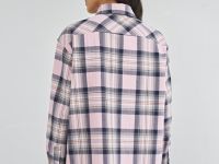 Рубашка в клетку из хлопка, Розовый