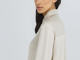 Сатиновая блузка из вискозы, Бежевый