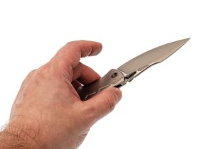 Складной нож TUOTOWN Krotos Stonewash, сталь T14N, рукоять Grey Ti