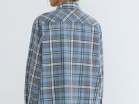 Рубашка в клетку из хлопка, Голубой