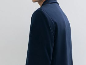 Однобортный пиджак из бархата, Синий