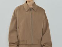 Бомбер из хлопка на молнии, Бежевый