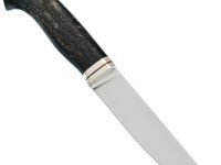 Нож Лидер 1, сталь D2, рукоять темная карельская береза синяя