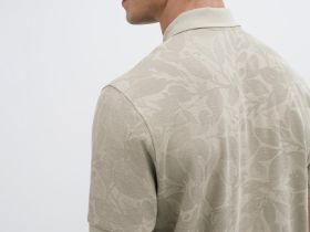 Поло с растительным принтом, Бежевый