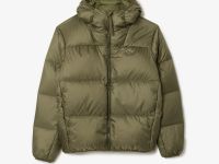 Мужской короткий влагоотталкивающий и ветроустойчивый пуховик Lacoste с капюшоном