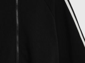 Толстовка на молнии с лампасами для девочек, Черный