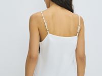 Сатиновый топ с кружевом, Белый