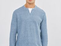 Джемпер с вырезом хенли, Голубой