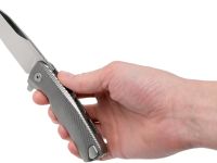 Нож складной LionSteel ROK G, сталь Bhler M390 Satin Finish, рукоять титан, серый цвет