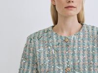 Укороченный твидовый жакет, Зеленый