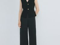 Вязаный жилет на пуговицах, Черный